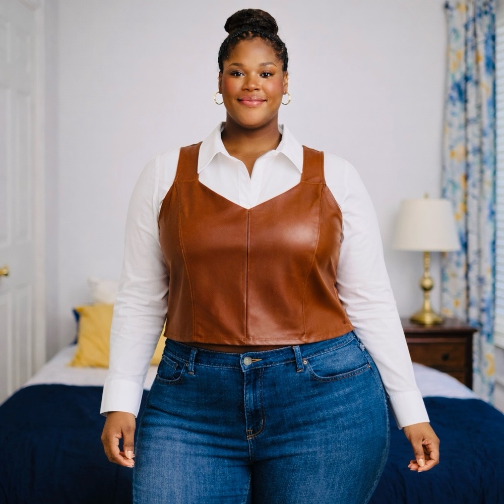 Torrid Brown Leather Crop Top - Picture 2 of 6